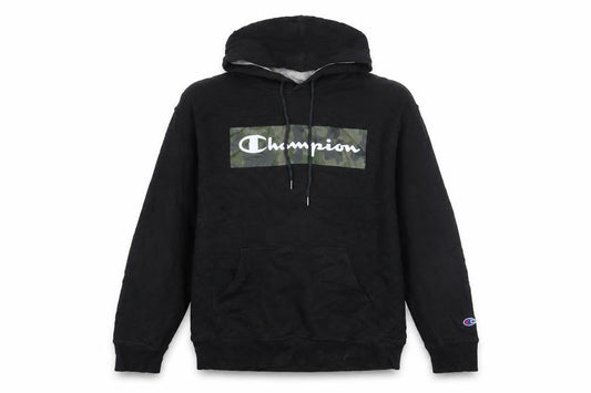 Champion Men's Black Pullover Hoodie Size L Sports Logo Fleece