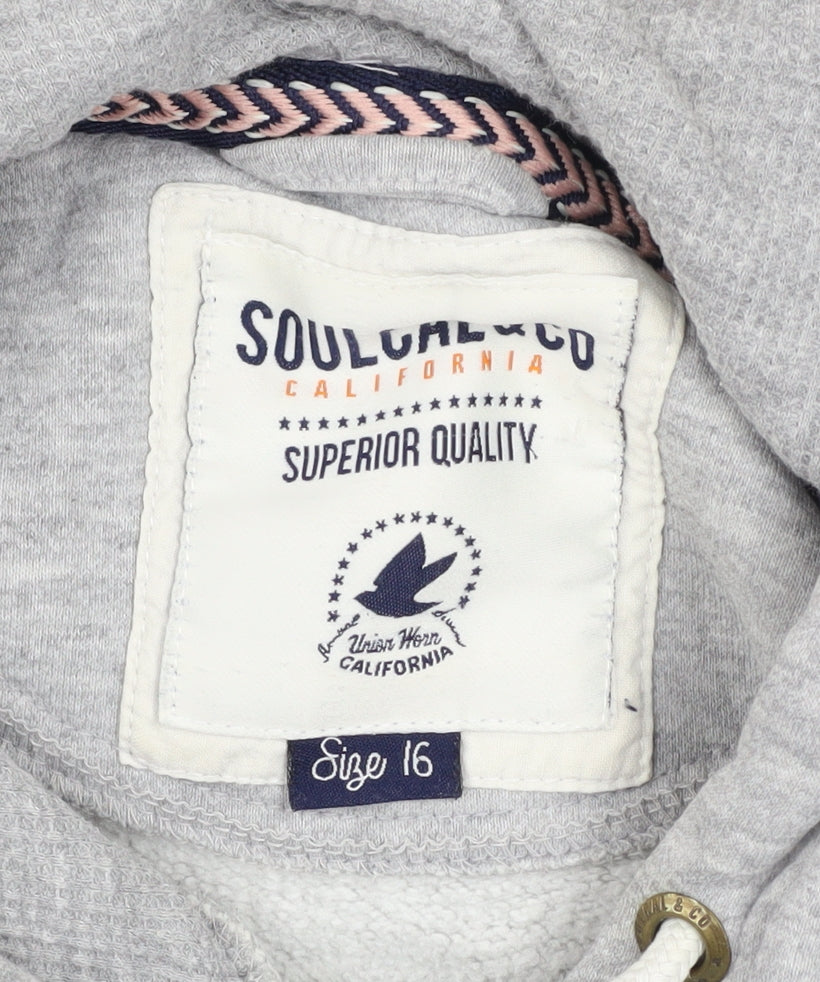 SoulCal Womens Grey Pullover Hoodie Size 16 California Print
