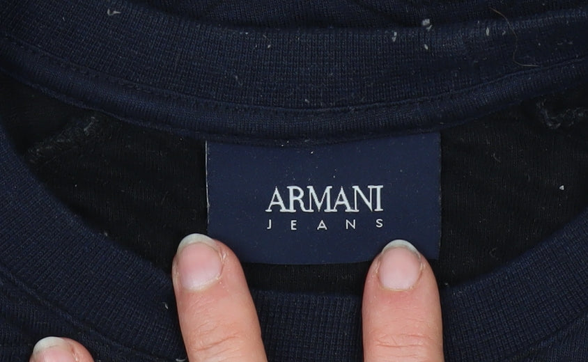 Armani Jeans Men's Blue Small Pullover Sweatshirt Regular Fit