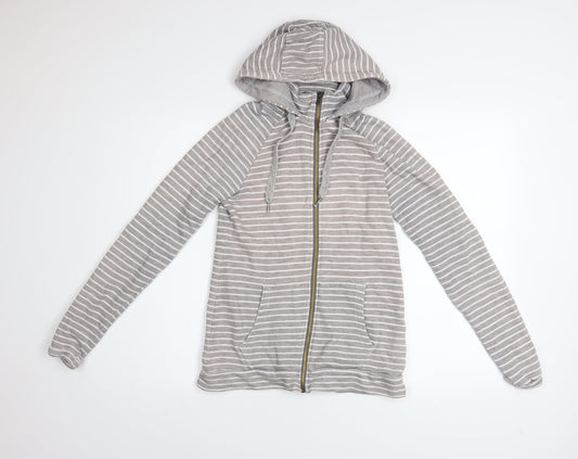 Mountain Warehouse Womens Grey Striped Full Zip Hoodie Size 8