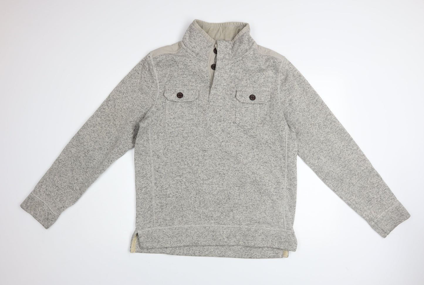 FatFace Men's Grey Henley Sweatshirt M Regular Fit