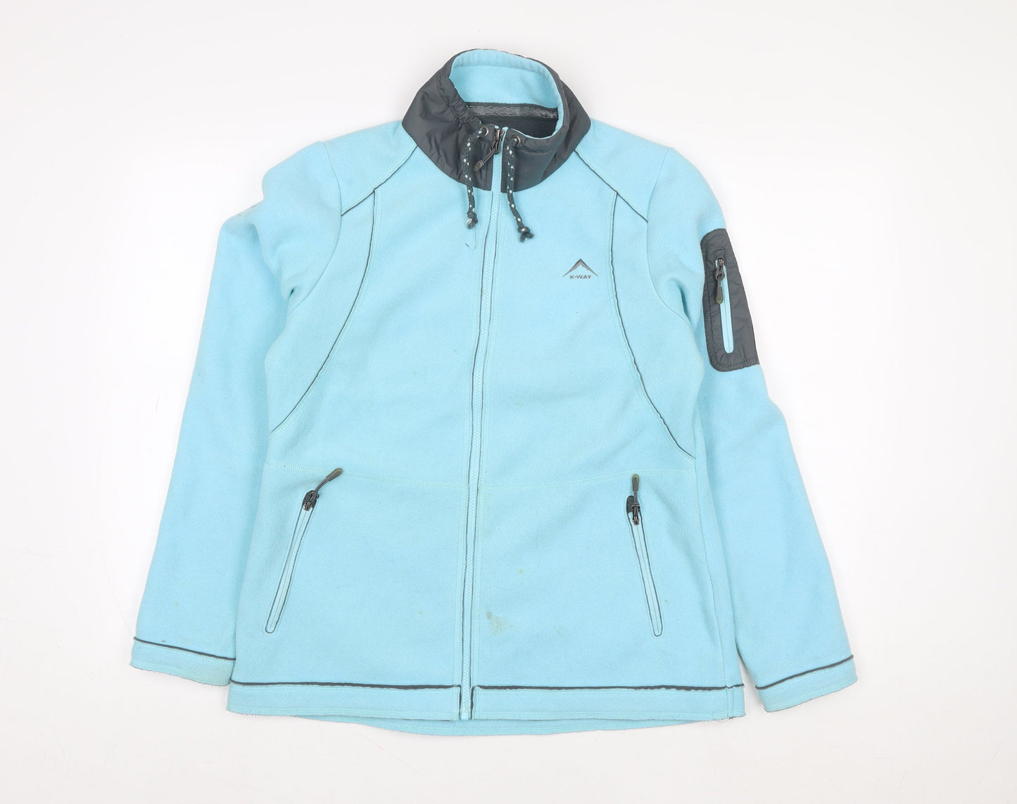 K-Way Women Blue Full Zip Fleece Jacket Size M Polyester Outdoor Hiking