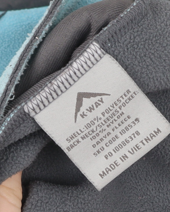 K-Way Women Blue Full Zip Fleece Jacket Size M Polyester Outdoor Hiking