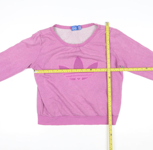 Adidas Womens Pink Logo Crew Neck Long Sleeve Sweatshirt UK 12