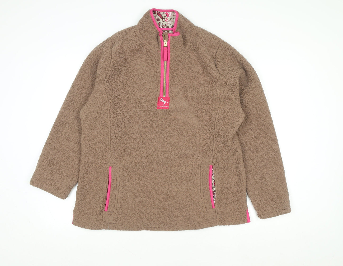 Crane Equestrian Women’s Brown Beige Fleece Pullover UK 16-18 Large