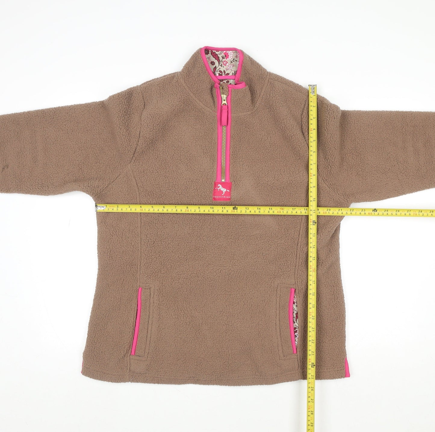 Crane Equestrian Women’s Brown Beige Fleece Pullover UK 16-18 Large