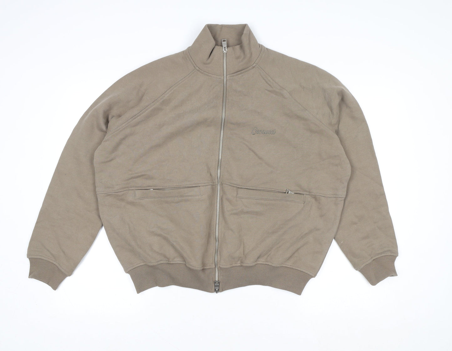 Cernucci Men's Brown Cotton Bomber Jacket L Full Zip Casual
