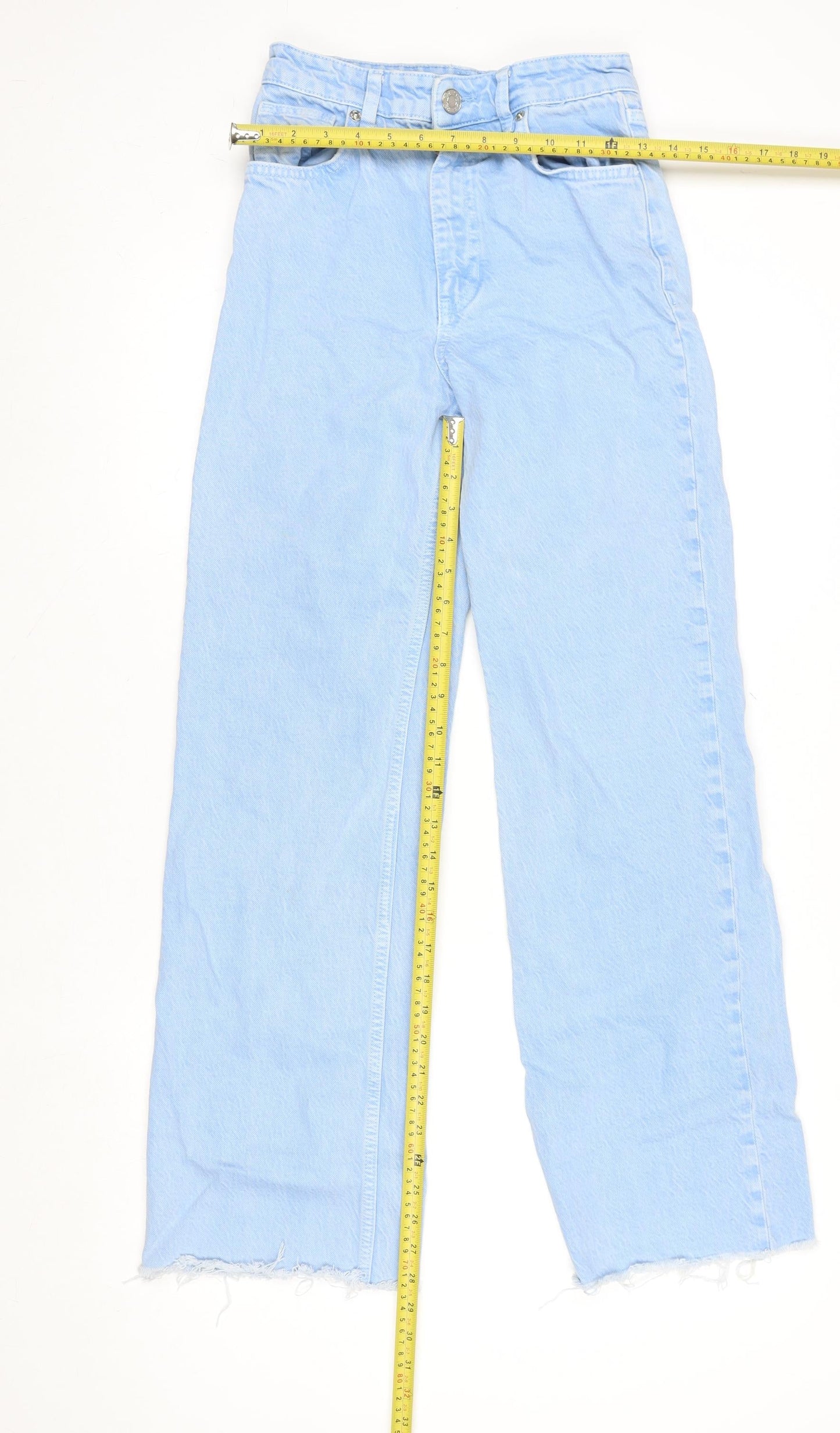 ZARA Women Blue Wide-Leg High Rise Denim Jeans Size 6