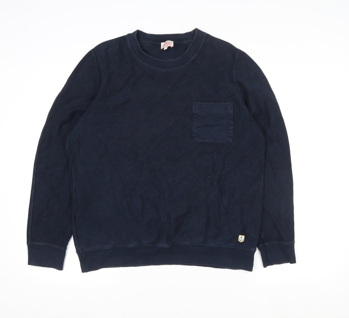 Armor Lux Men's Blue Cotton Crew Neck Nautical Sweatshirt M