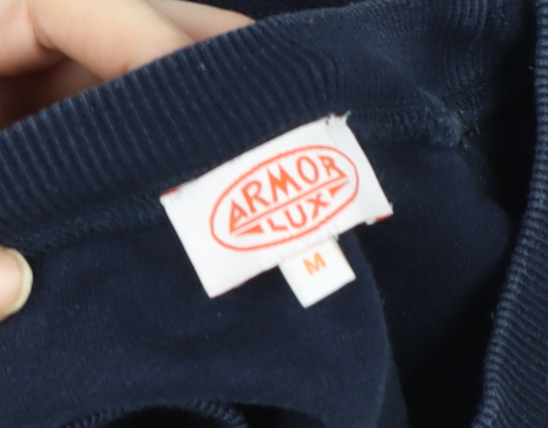 Armor Lux Men's Blue Cotton Crew Neck Nautical Sweatshirt M