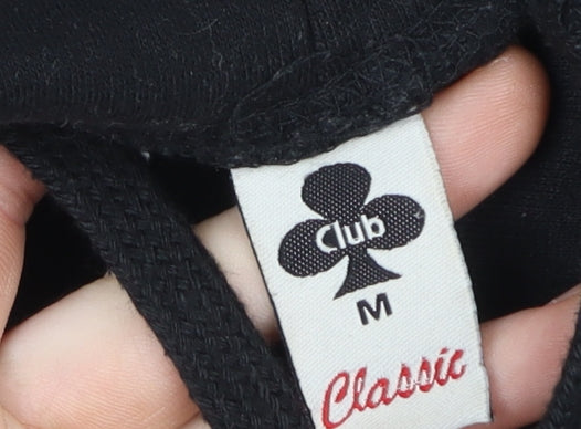 Club Classic Men’s Black Pullover Hoodie M Graphic Print Fleece