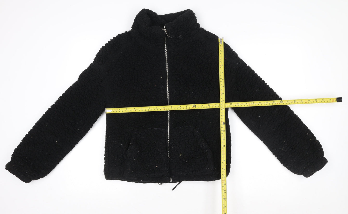 New Look Women's Black Fleece Full Zip Short Jacket Size S