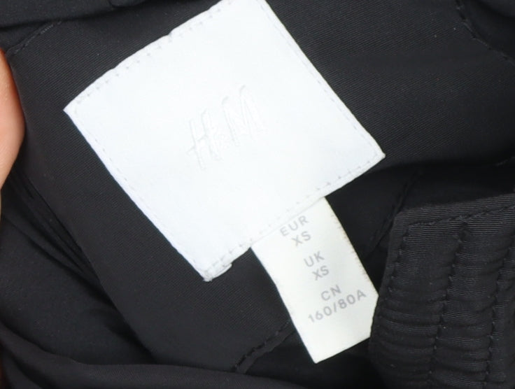 H&M Women’s Black XS Puffer Jacket with Faux Fur Hood
