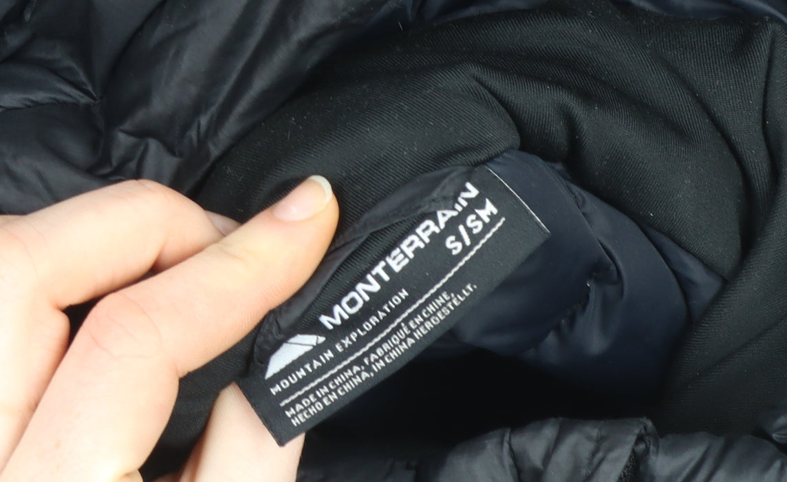 Monterrain Men's Black S Puffer Jacket Hooded Lightweight Insulated Outerwear
