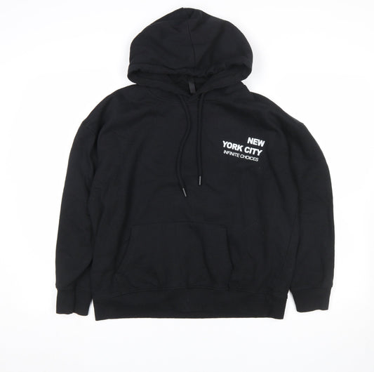 Styli Men's Black XS Pullover Hoodie with City Graphic Print