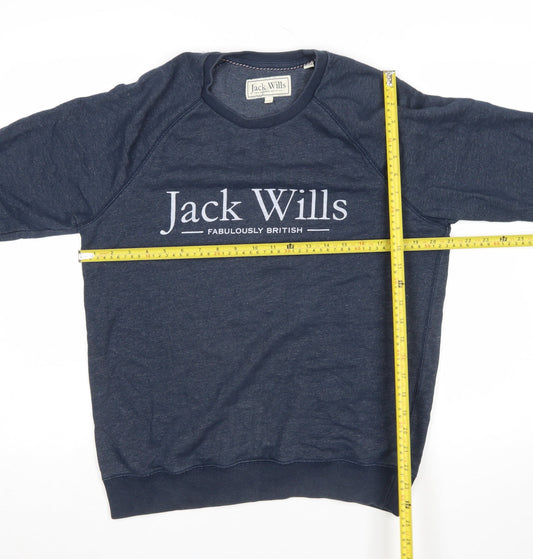 Jack Wills Women Navy Blue Logo Crew Neck Sweatshirt M