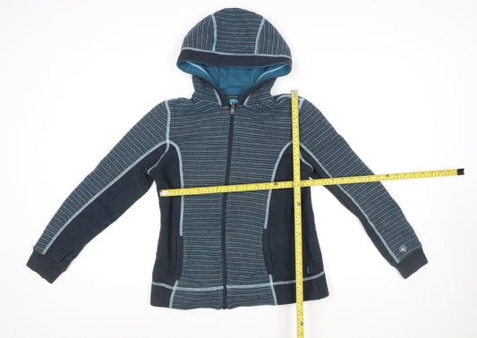 Kuhl Womens Blue Striped Chianti Fleece Hooded Jacket Size S