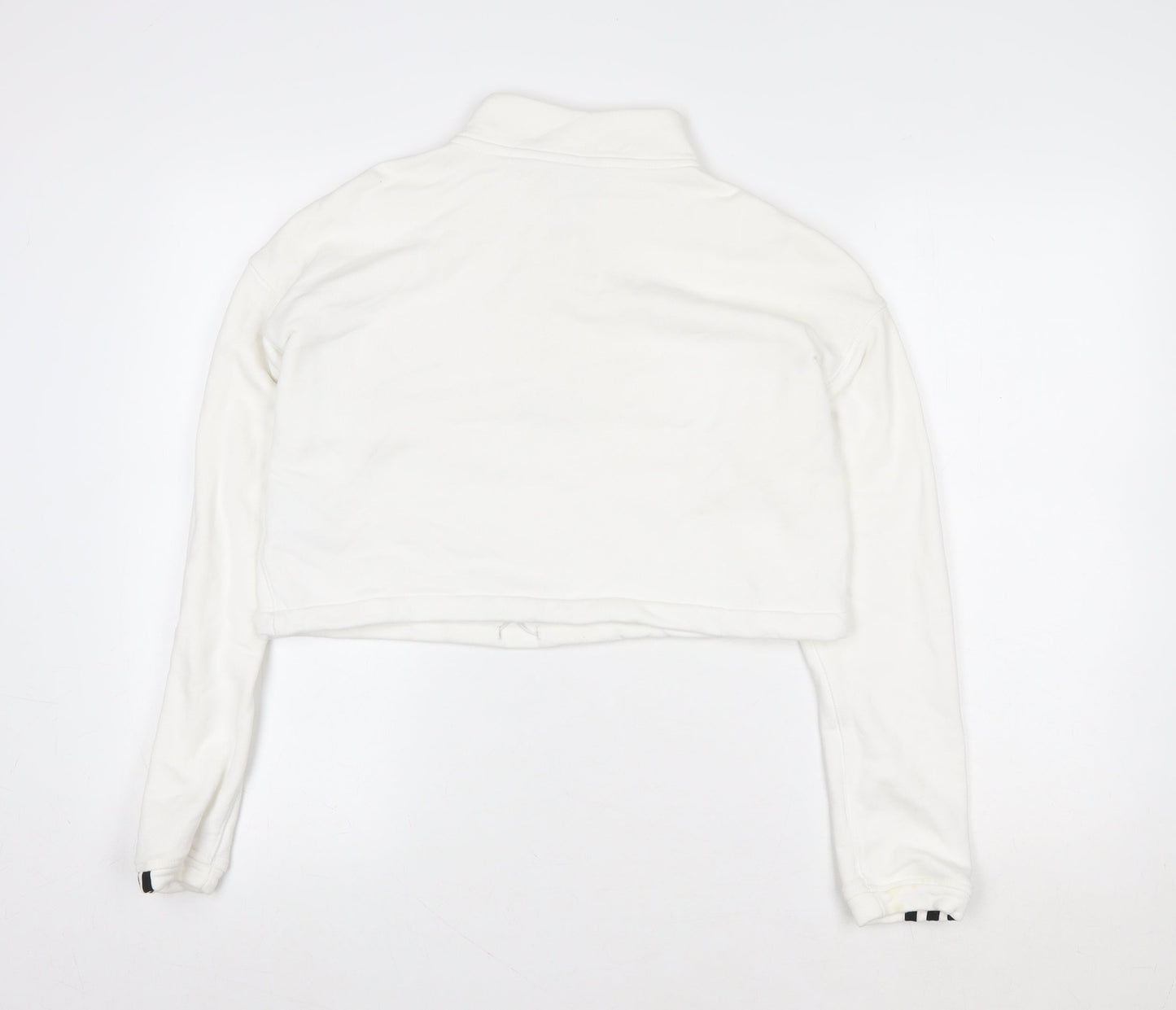 Adidas Women White Cropped 1/4 Zip Sweatshirt Size 12