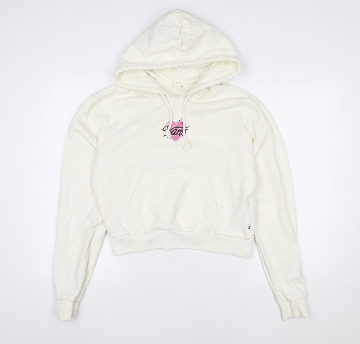 Vans Womens Ivory Hoodie Size S Pullover 100% Cotton Graphic Logo