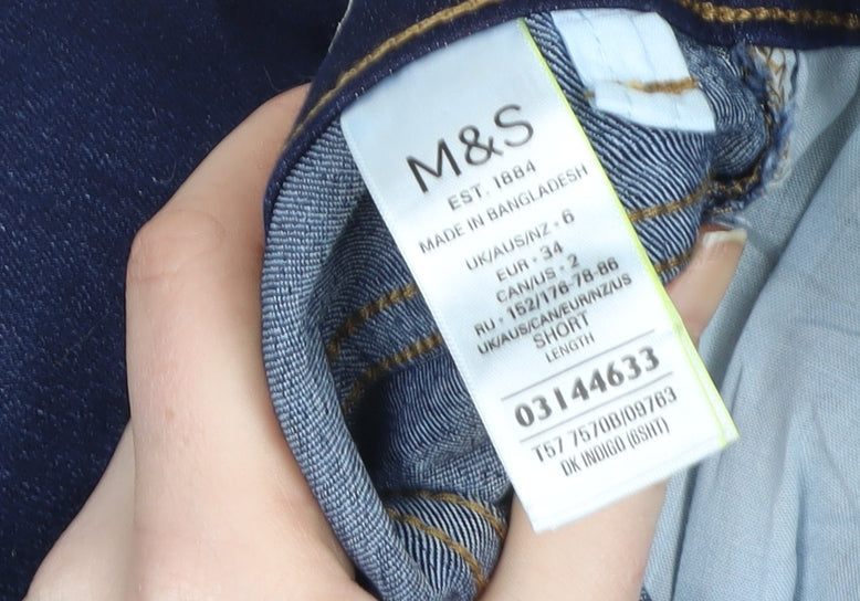 Marks and Spencer Women Blue Straight Jeans Size 6 Short Stretch Denim