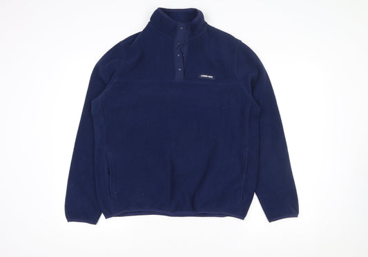 Lands' End Men’s Blue Fleece Henley Sweatshirt M Regular Fit