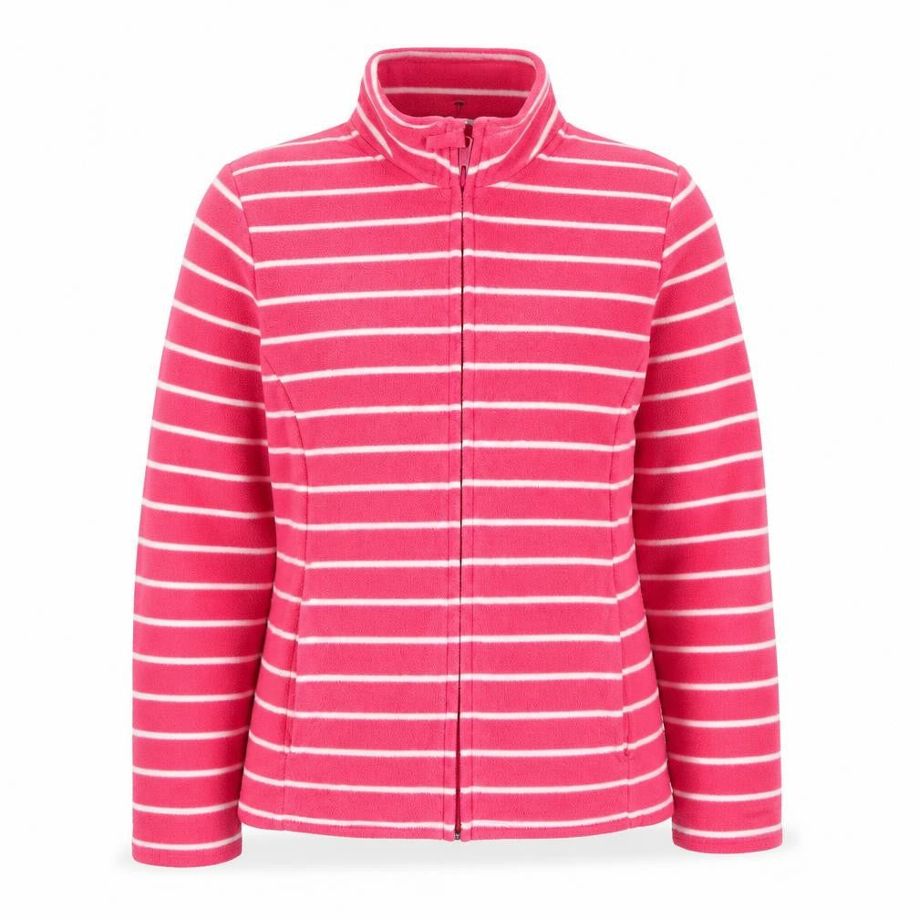 Marks and Spencer Women's Pink Striped Fleece Full Zip Sweatshirt UK 12