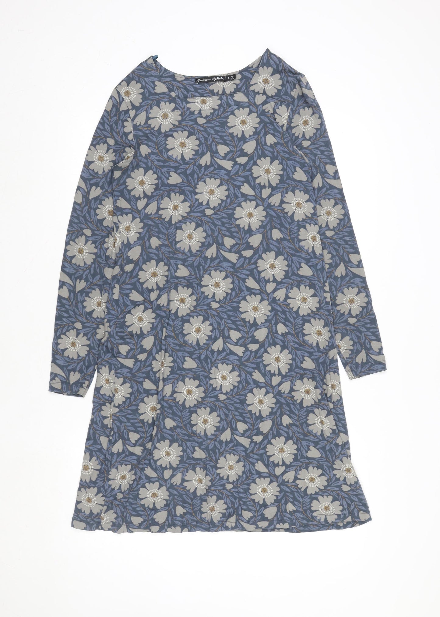 Gudrun Sjödén Women's Blue Floral Cotton Shift Dress Size S