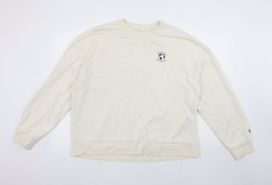 H&M Divided Women’s Beige Crew Neck Sweatshirt Size L Relaxed Fit