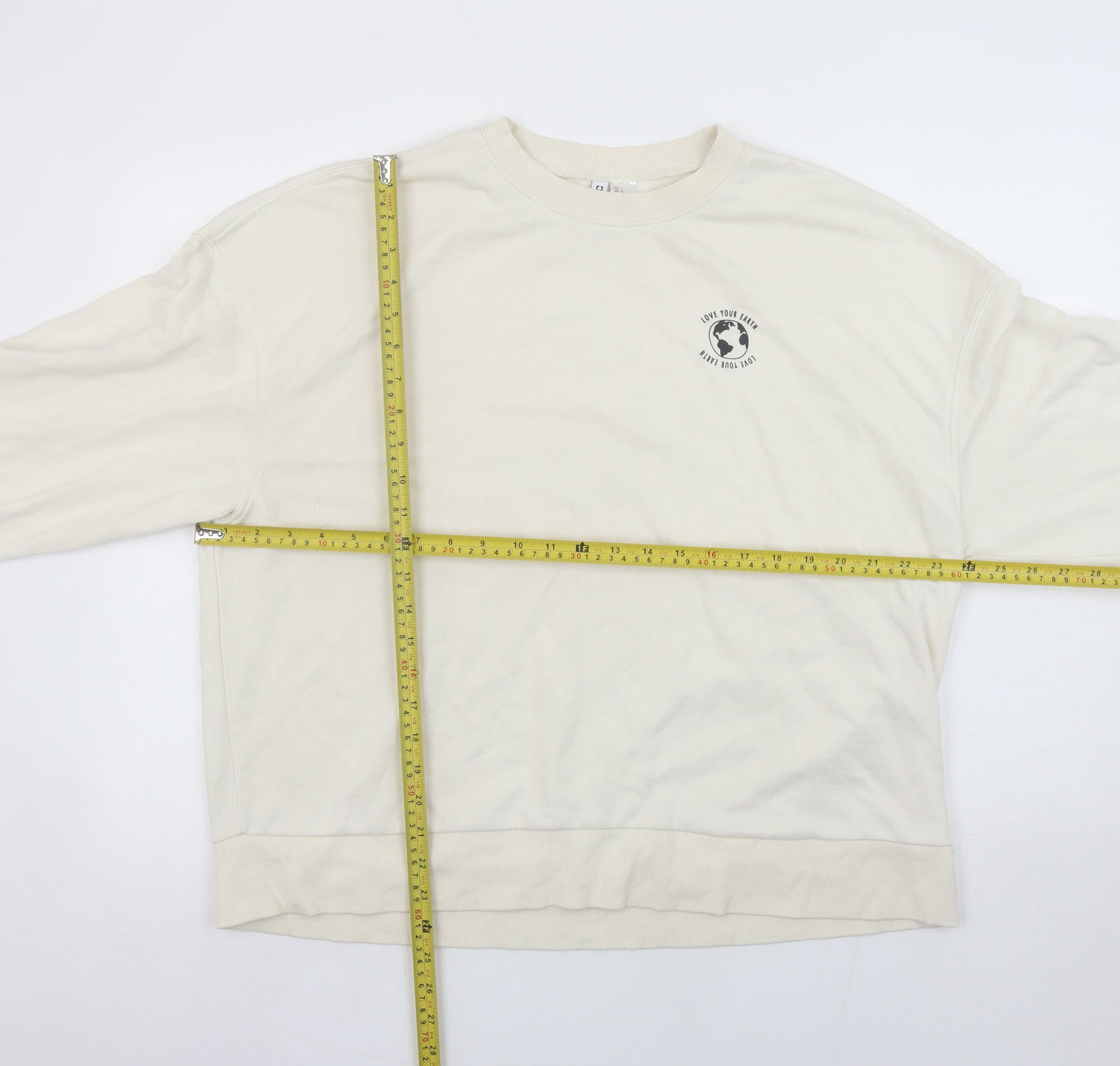 H&M Divided Women’s Beige Crew Neck Sweatshirt Size L Relaxed Fit