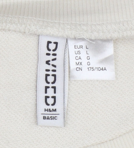 H&M Divided Women’s Beige Crew Neck Sweatshirt Size L Relaxed Fit