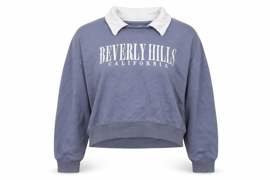 Hollister Womens Blue Beverly Hills Collared Pullover Sweatshirt L