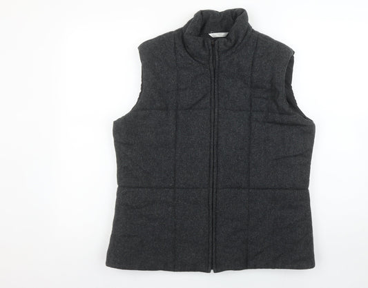 Marks and Spencer Women Grey Wool Padded Quilted Waistcoat UK 14