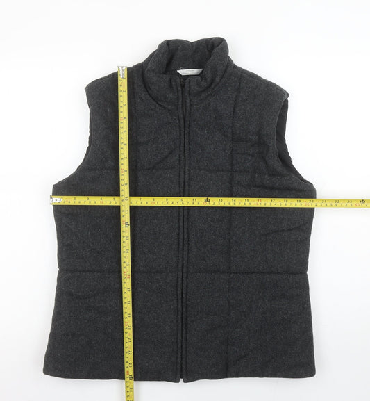 Marks and Spencer Women Grey Wool Padded Quilted Waistcoat UK 14