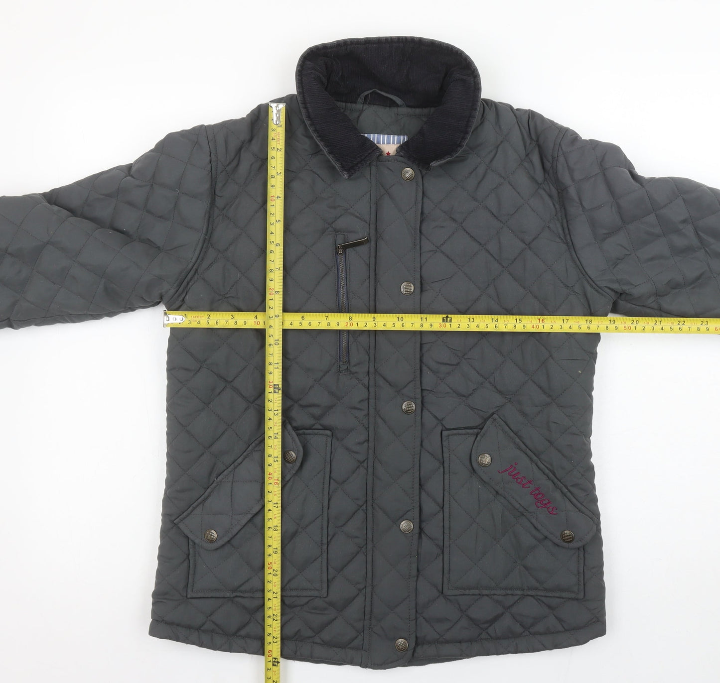 Just Togs Womens Grey Quilted Mid-Length Jacket XS