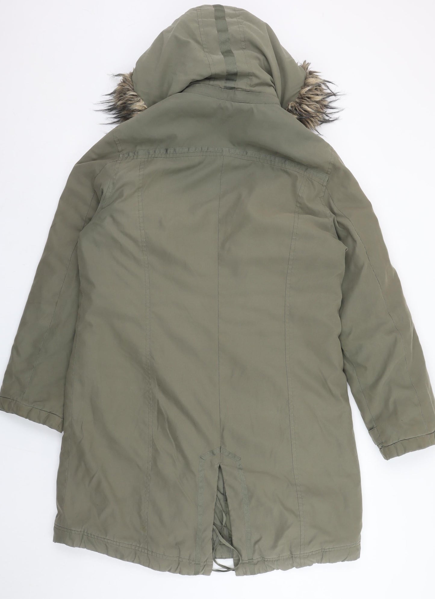 Marks and Spencer Women’s Green Faux Fur Hooded Parka Coat Size M