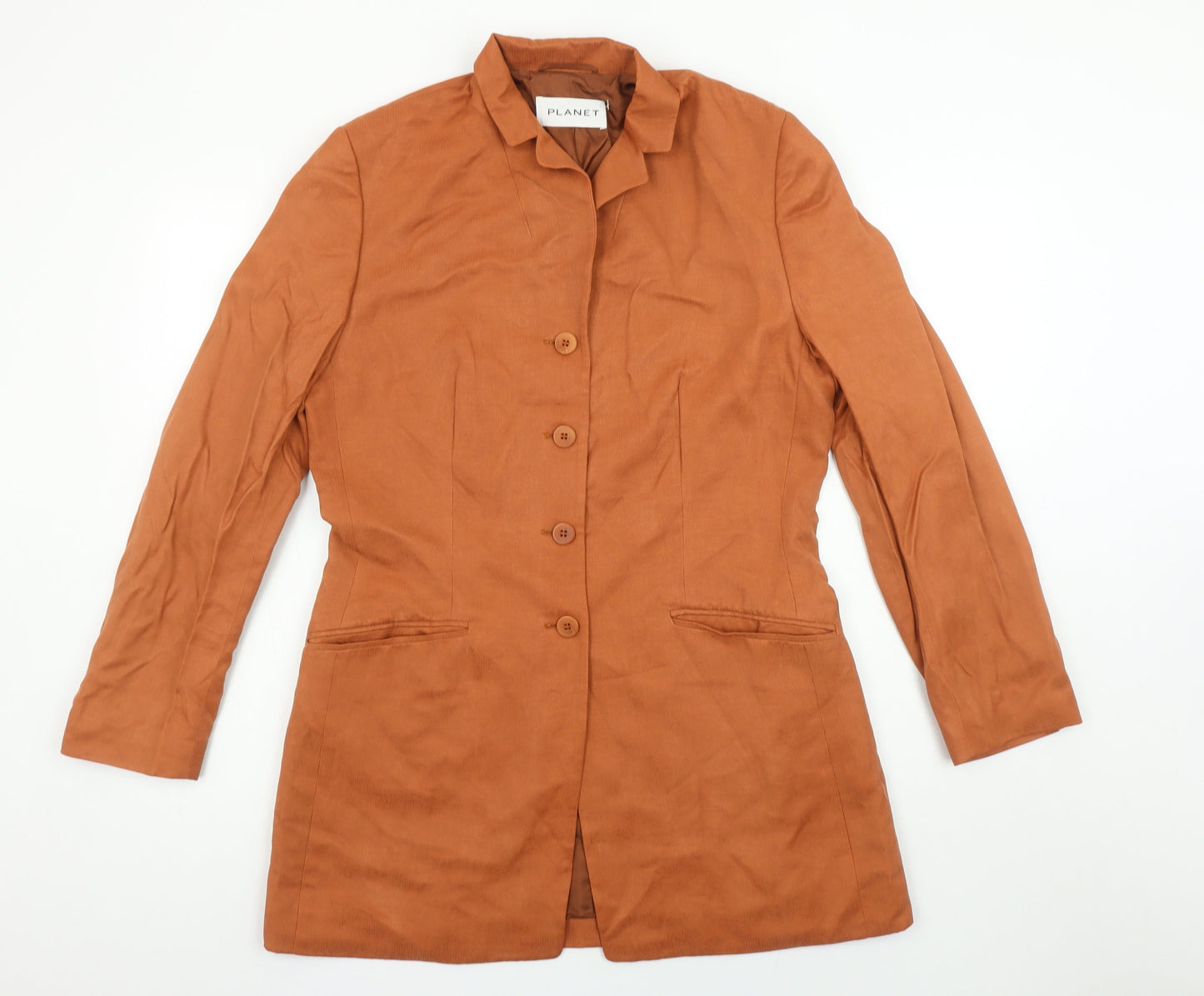 Planet Women's Brown Long Blazer Suit Jacket Size 12 Viscose Blend