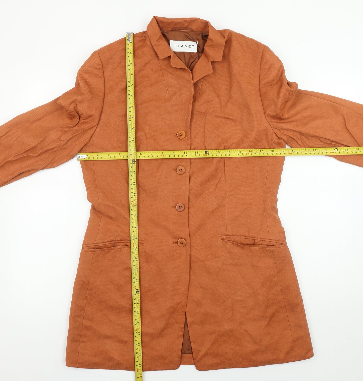 Planet Women's Brown Long Blazer Suit Jacket Size 12 Viscose Blend