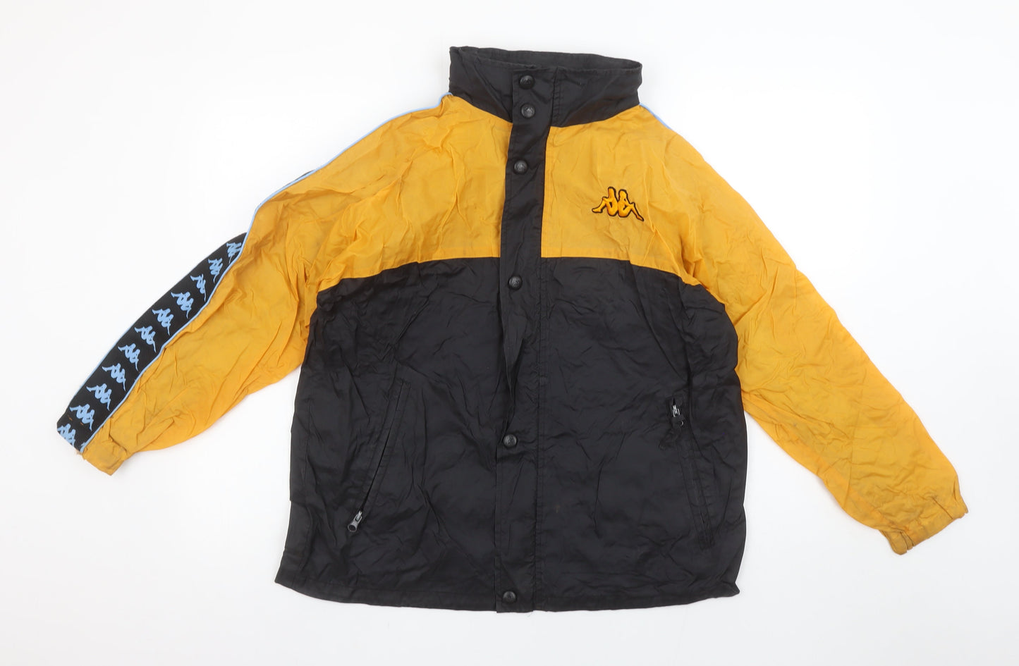 Kappa Boys Yellow Black Track Jacket Size 164 Full Zip Logo Sportswear