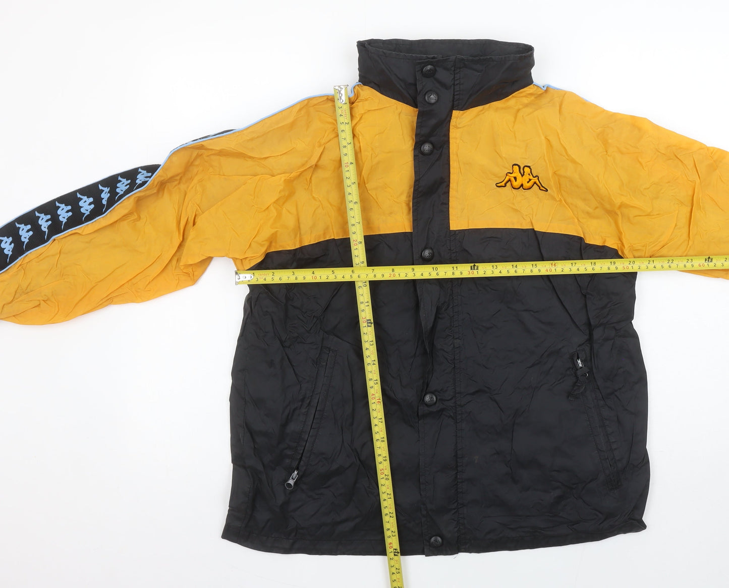 Kappa Boys Yellow Black Track Jacket Size 164 Full Zip Logo Sportswear