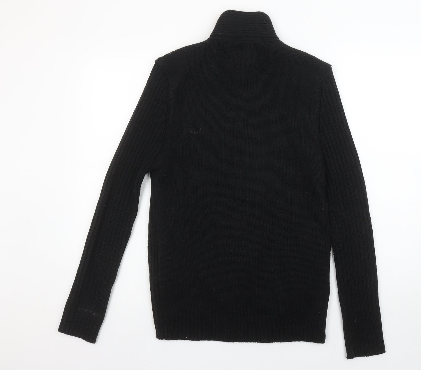 River Island Mens Black Wool Blend Button Cardigan Jumper Size S