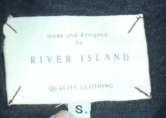 River Island Mens Black Wool Blend Button Cardigan Jumper Size S