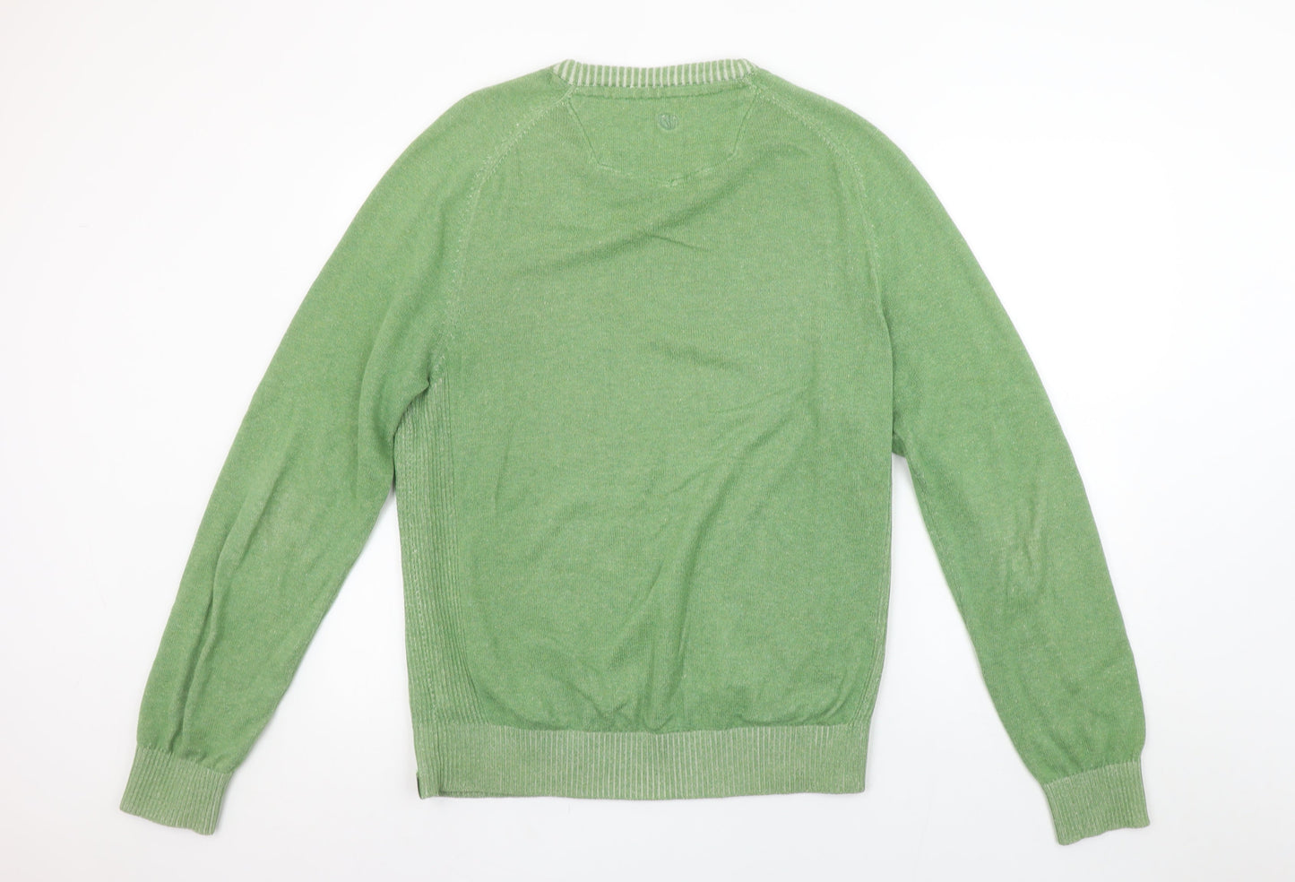 Fat Face Men's Green Cotton V-Neck Pullover Jumper M