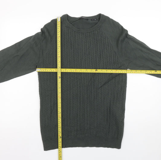 Jack & Jones Men’s Green Cable Knit Crew Neck Jumper Size S