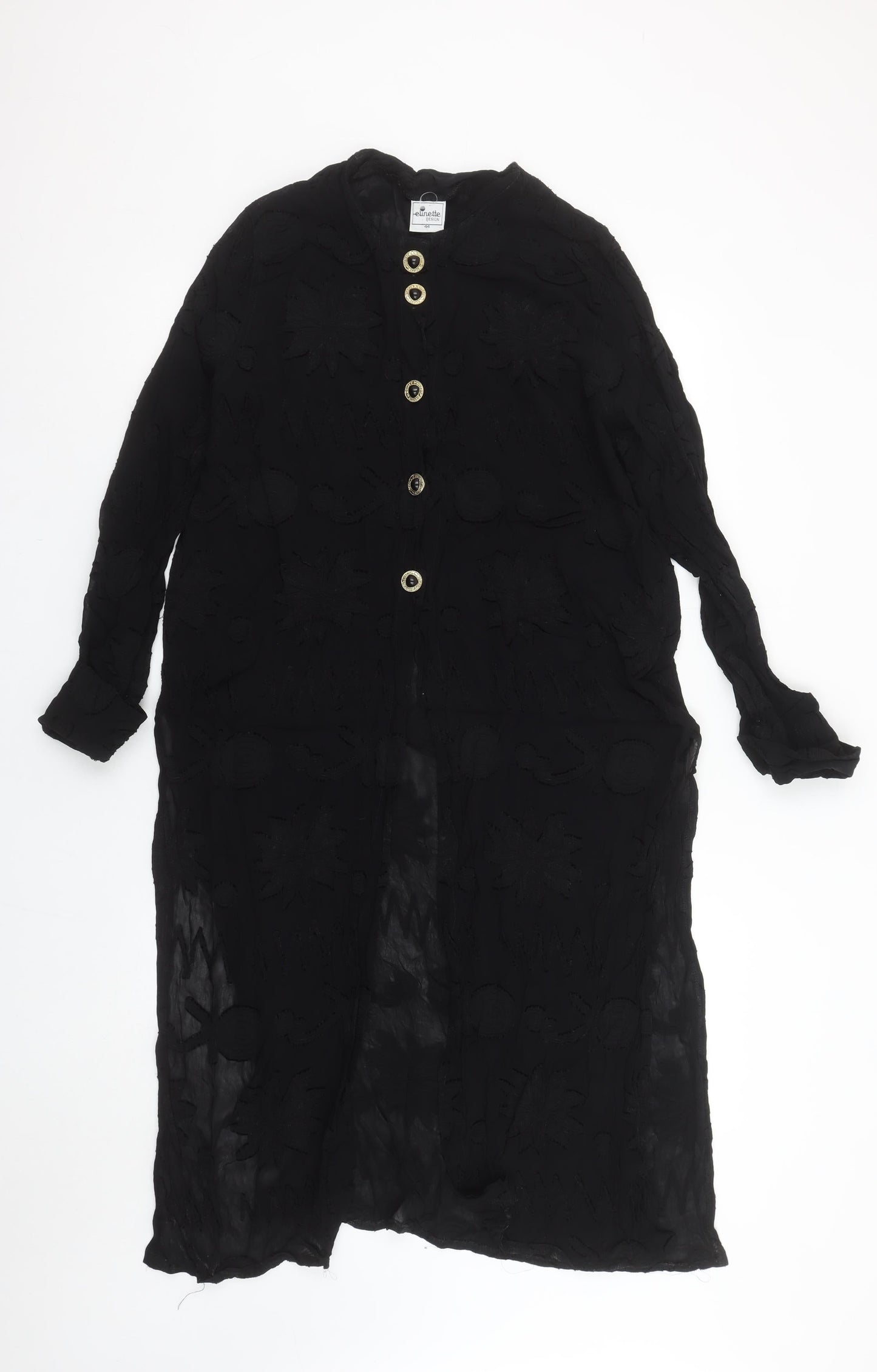 Elinette Design Women’s Black Long Sleeve Tunic Blouse UK 14