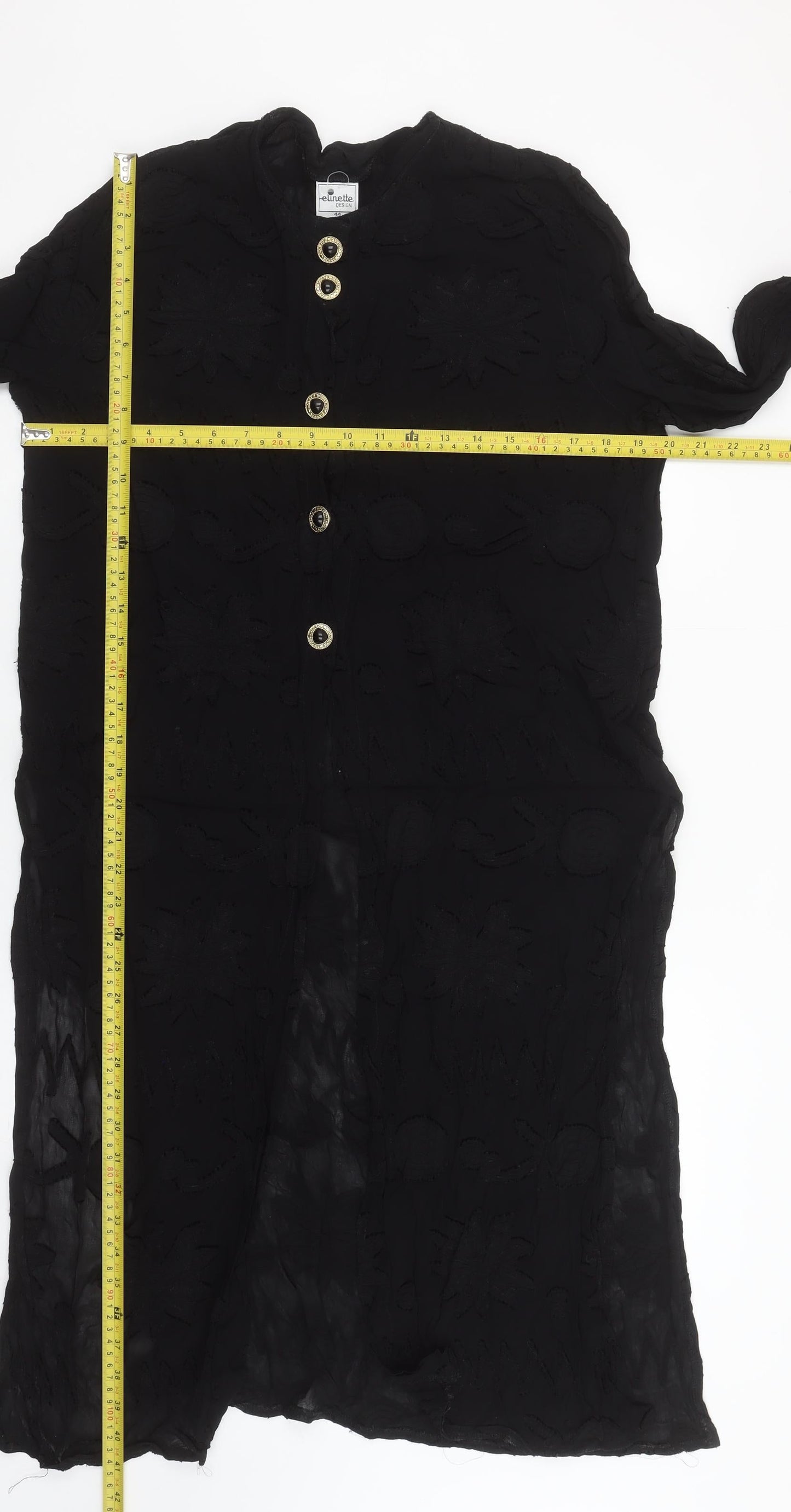 Elinette Design Women’s Black Long Sleeve Tunic Blouse UK 14