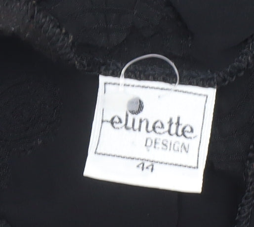 Elinette Design Women’s Black Long Sleeve Tunic Blouse UK 14