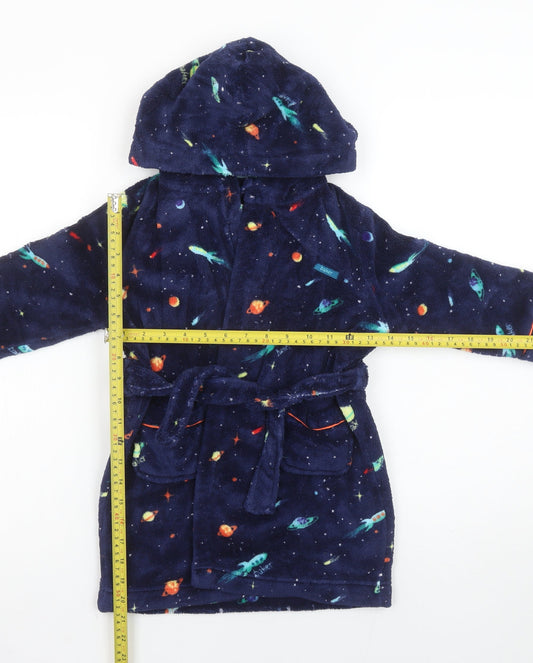 Ted Baker Boys Blue Space Fleece Hooded Robe Age 3-4 Years