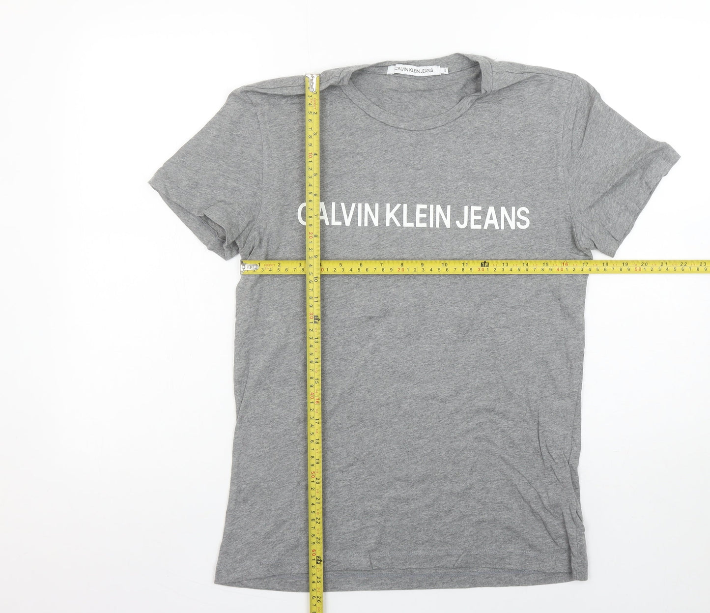 Calvin Klein Jeans Men's Grey Small Logo Cotton T-Shirt
