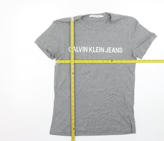 Calvin Klein Jeans Men's Grey Small Logo Cotton T-Shirt