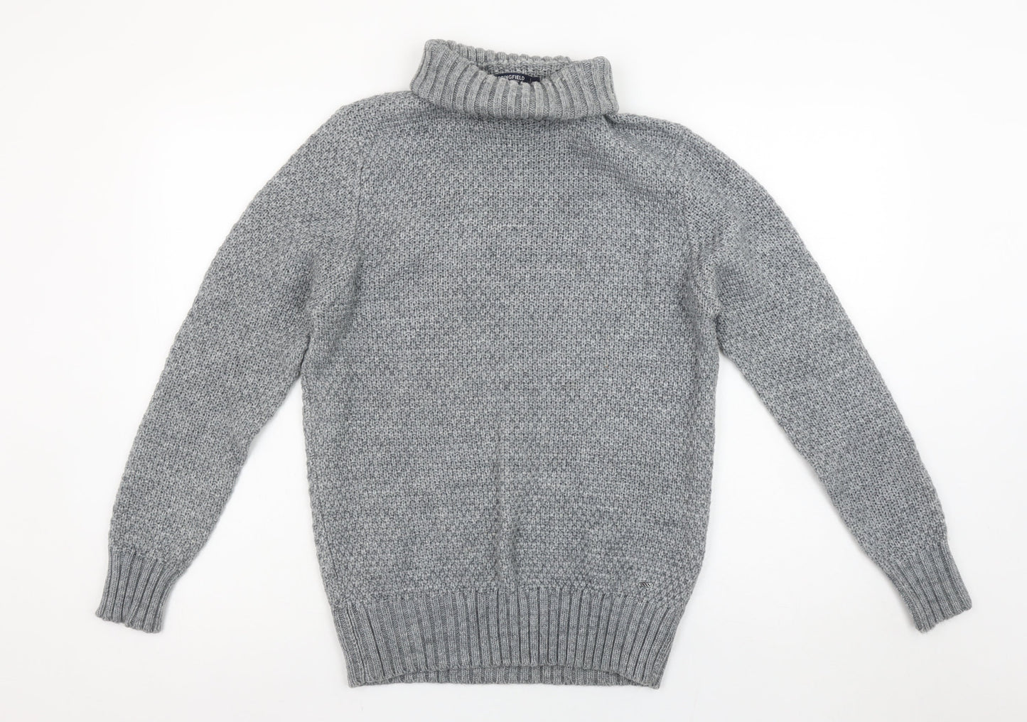 Springfield Women's Grey Roll Neck Knit Jumper Size 12